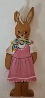 Holzhase handbemalt hängend rosa Kleid 8 cm 7.50